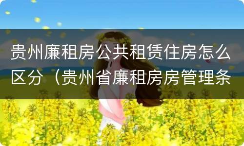 贵州廉租房公共租赁住房怎么区分（贵州省廉租房房管理条例）
