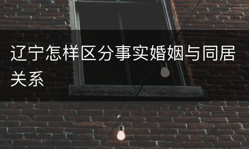 辽宁怎样区分事实婚姻与同居关系
