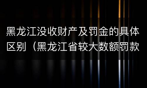 黑龙江没收财产及罚金的具体区别（黑龙江省较大数额罚款标准）