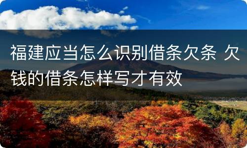 福建应当怎么识别借条欠条 欠钱的借条怎样写才有效