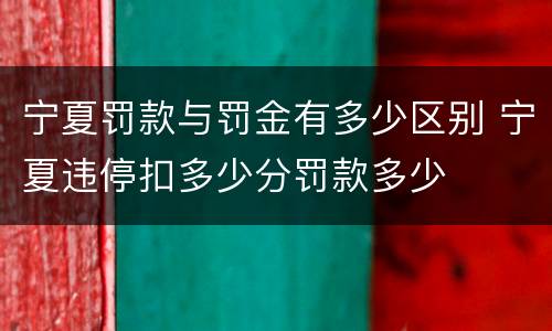 宁夏罚款与罚金有多少区别 宁夏违停扣多少分罚款多少