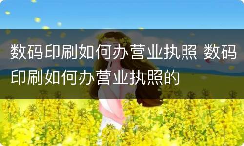 数码印刷如何办营业执照 数码印刷如何办营业执照的