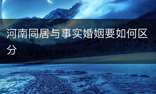 河南同居与事实婚姻要如何区分