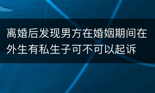 离婚后发现男方在婚姻期间在外生有私生子可不可以起诉
