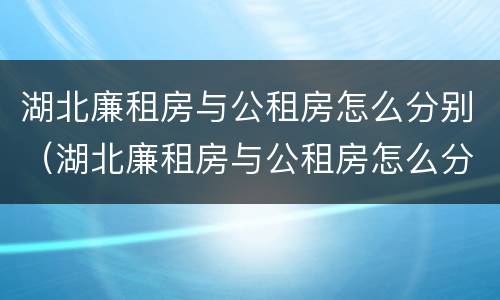 湖北廉租房与公租房怎么分别（湖北廉租房与公租房怎么分别出租）
