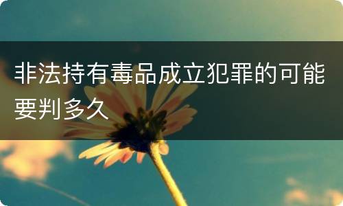 非法持有毒品成立犯罪的可能要判多久