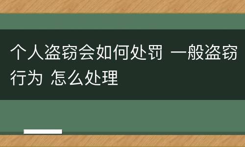 个人盗窃会如何处罚 一般盗窃行为 怎么处理