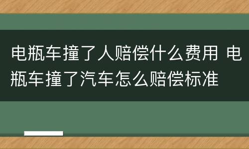 电瓶车撞了人赔偿什么费用 电瓶车撞了汽车怎么赔偿标准