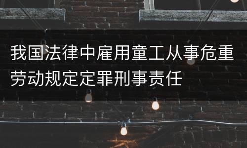 我国法律中雇用童工从事危重劳动规定定罪刑事责任