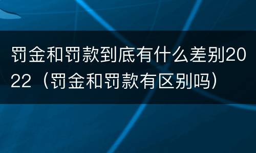 罚金和罚款到底有什么差别2022（罚金和罚款有区别吗）