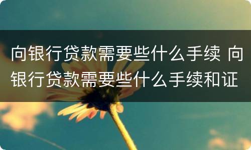 向银行贷款需要些什么手续 向银行贷款需要些什么手续和证件