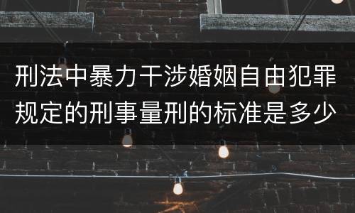 刑法中暴力干涉婚姻自由犯罪规定的刑事量刑的标准是多少