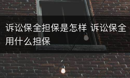 诉讼保全担保是怎样 诉讼保全用什么担保