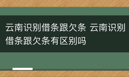 云南识别借条跟欠条 云南识别借条跟欠条有区别吗