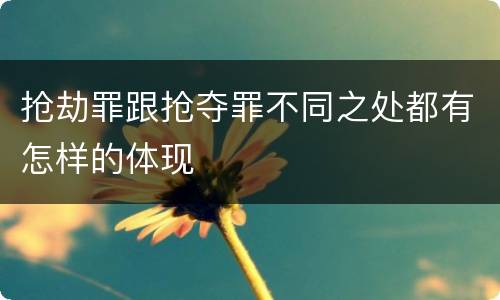 抢劫罪跟抢夺罪不同之处都有怎样的体现