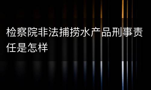 检察院非法捕捞水产品刑事责任是怎样