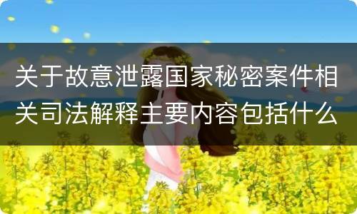 关于故意泄露国家秘密案件相关司法解释主要内容包括什么