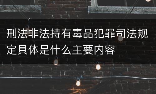 刑法非法持有毒品犯罪司法规定具体是什么主要内容