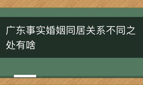 广东事实婚姻同居关系不同之处有啥