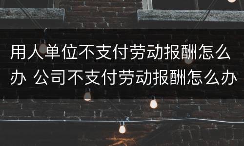 用人单位不支付劳动报酬怎么办 公司不支付劳动报酬怎么办
