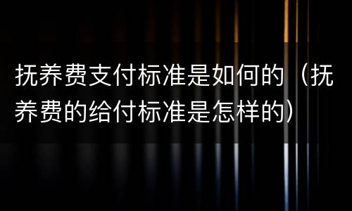 抚养费支付标准是如何的（抚养费的给付标准是怎样的）