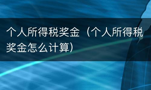 个人所得税奖金（个人所得税奖金怎么计算）