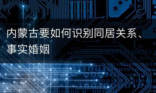 内蒙古要如何识别同居关系、事实婚姻