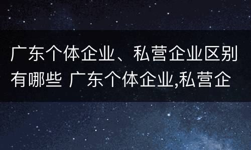广东个体企业、私营企业区别有哪些 广东个体企业,私营企业区别有哪些呢