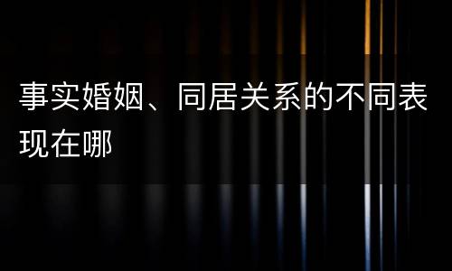 事实婚姻、同居关系的不同表现在哪