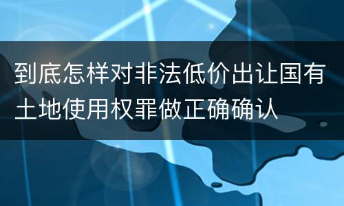 到底怎样对非法低价出让国有土地使用权罪做正确确认