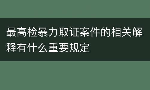最高检暴力取证案件的相关解释有什么重要规定