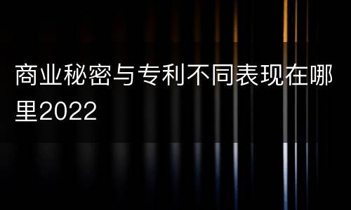 商业秘密与专利不同表现在哪里2022