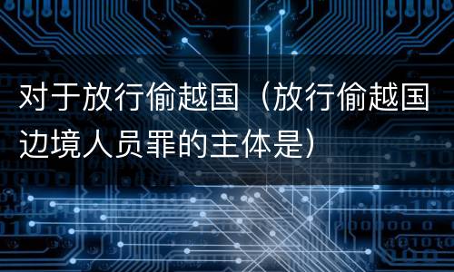 对于放行偷越国（放行偷越国边境人员罪的主体是）