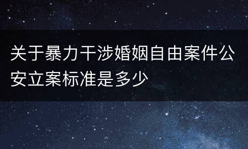 关于暴力干涉婚姻自由案件公安立案标准是多少