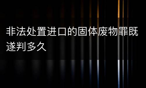非法处置进口的固体废物罪既遂判多久