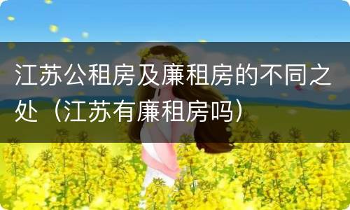 江苏公租房及廉租房的不同之处（江苏有廉租房吗）