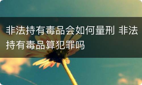非法持有毒品会如何量刑 非法持有毒品算犯罪吗