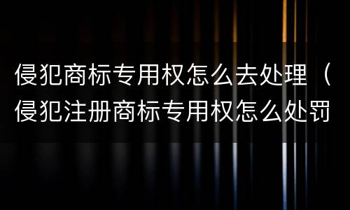 侵犯商标专用权怎么去处理（侵犯注册商标专用权怎么处罚）