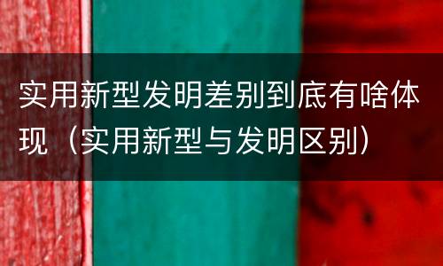 实用新型发明差别到底有啥体现（实用新型与发明区别）