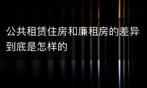 公共租赁住房和廉租房的差异到底是怎样的