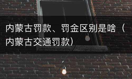 内蒙古罚款、罚金区别是啥（内蒙古交通罚款）