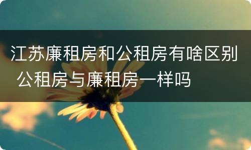 江苏廉租房和公租房有啥区别 公租房与廉租房一样吗