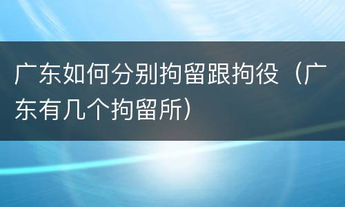 广东如何分别拘留跟拘役（广东有几个拘留所）