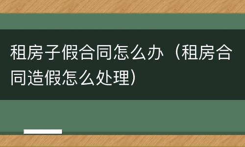 租房子假合同怎么办（租房合同造假怎么处理）