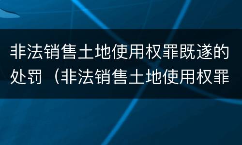 非法销售土地使用权罪既遂的处罚（非法销售土地使用权罪既遂的处罚规定）