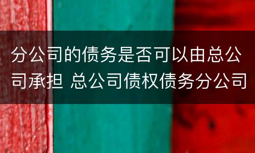 分公司的债务是否可以由总公司承担 总公司债权债务分公司需要承担吗