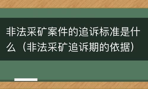 非法采矿案件的追诉标准是什么（非法采矿追诉期的依据）
