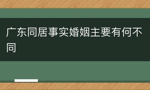 广东同居事实婚姻主要有何不同