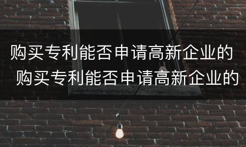 购买专利能否申请高新企业的 购买专利能否申请高新企业的专利
