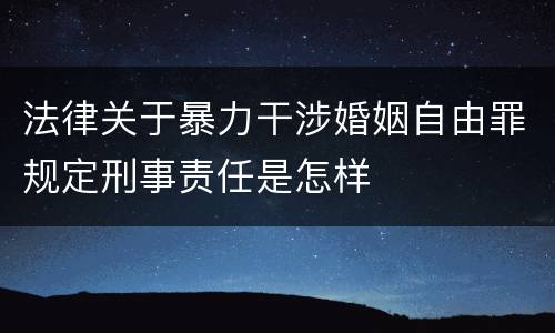 法律关于暴力干涉婚姻自由罪规定刑事责任是怎样